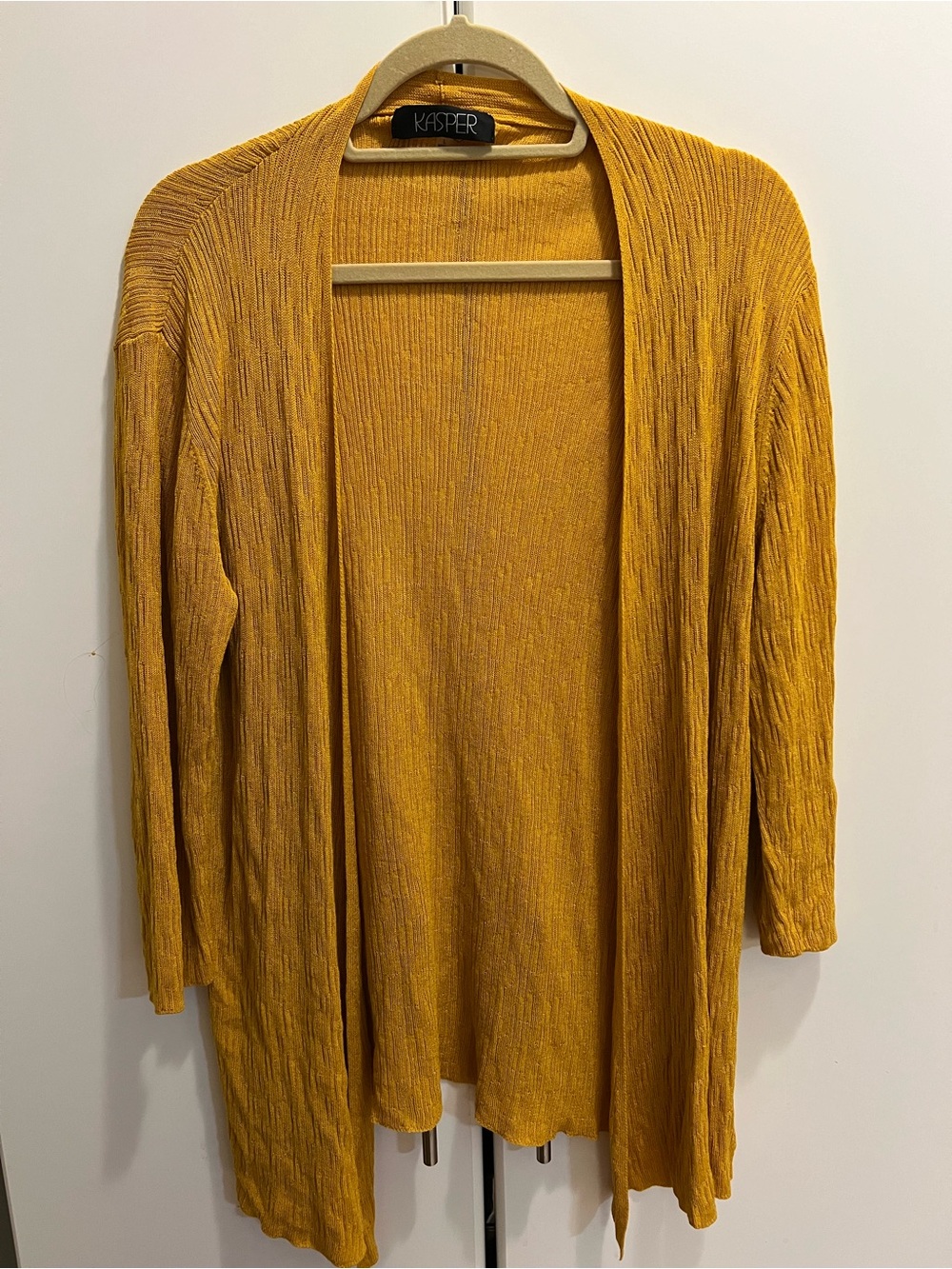 Kasper Women's Open-Front Golden Mustard Cardigan